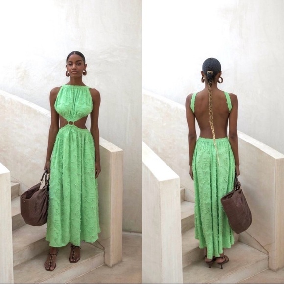 cult gaia Dresses & Skirts - Cult Gaia Theia Cut Out Maxi Dress Green Medium Textured Summer Cocktail Party